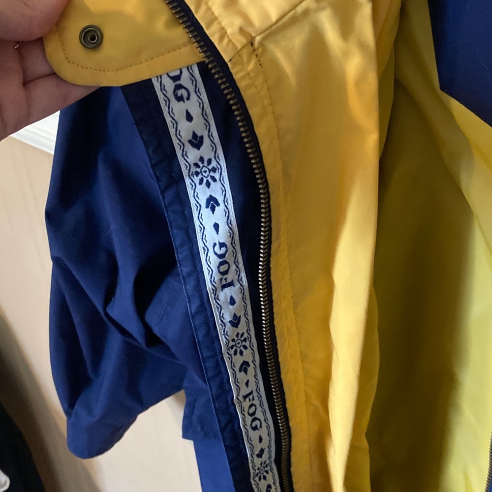 London Fog Windbreaker Jacket Vintage Unisex Navy Yellow Sz Medium - Picture 3 of 7